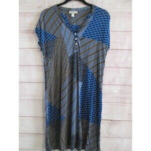 Dana Buchman Swing Dress Womens Medium Stretch All Over Print Abstract Retro